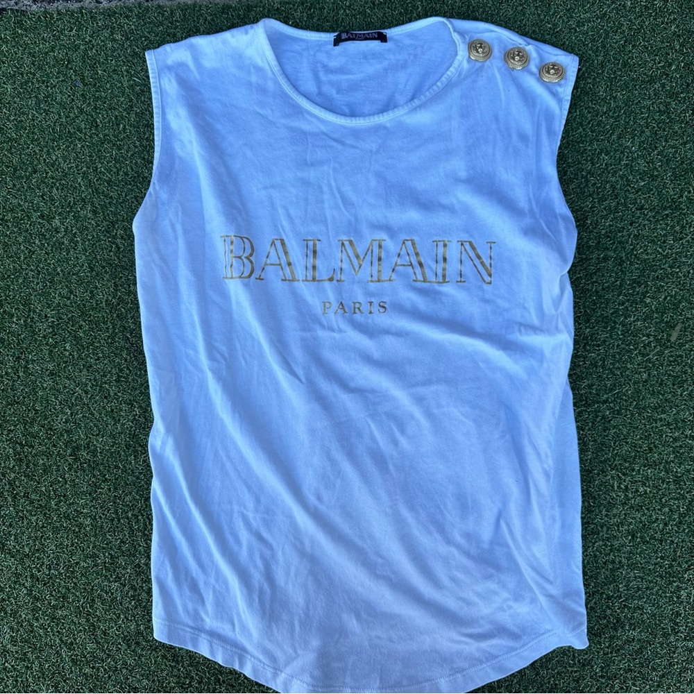 Balmain Paris Tank Top Three Gold Buttons